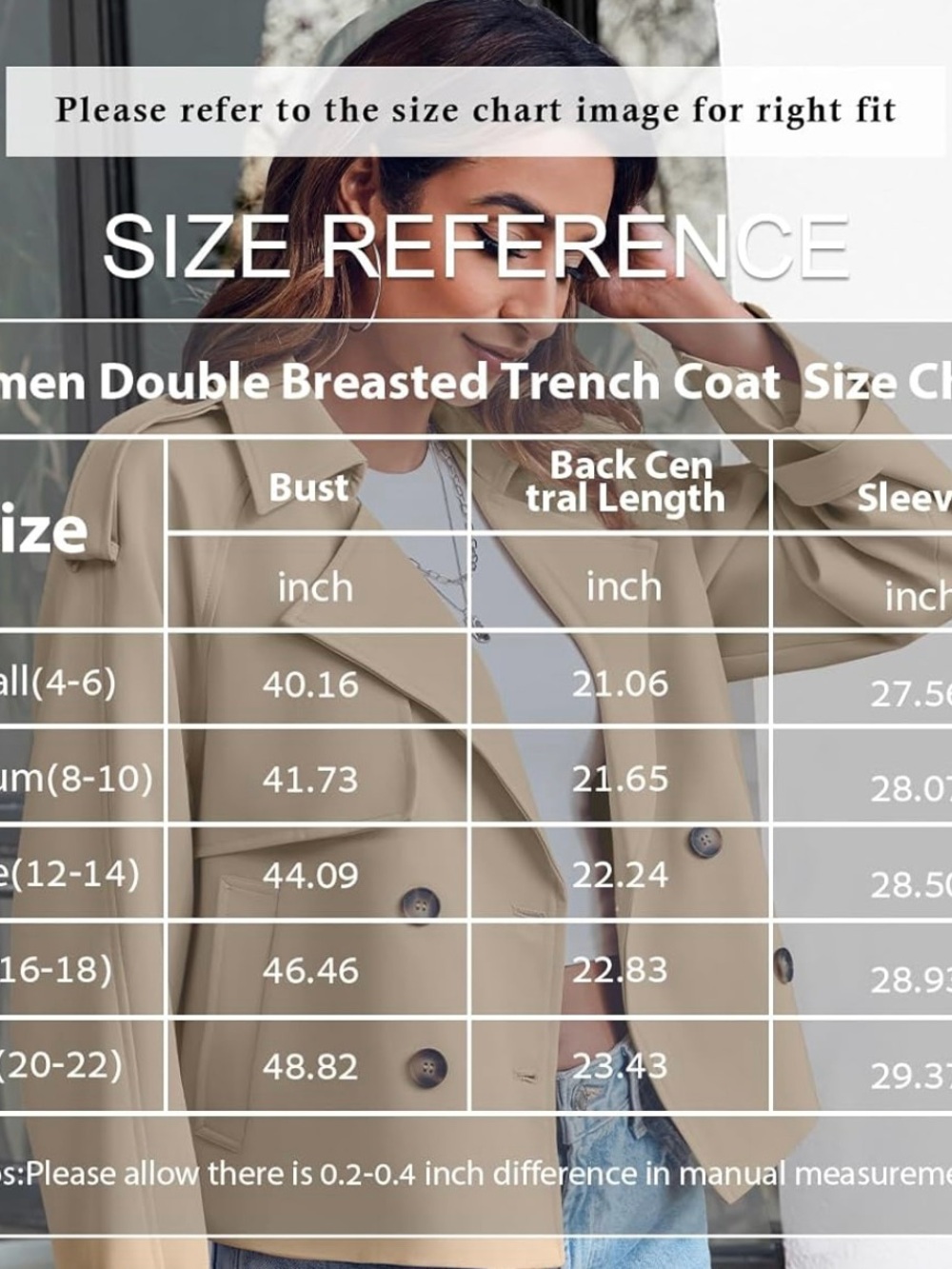 Cropped Double Breasted Trench Coat - Picture 5 of 5